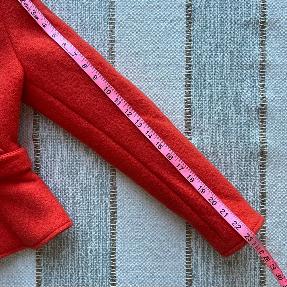 Kenzo Orange 100% Wool Peplum Style Full Zip Short Coat Women’s Size 38 US Small - Picture 7 of 9